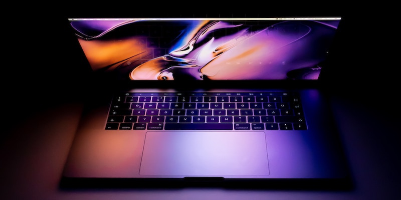 MacBook Pro with lit u